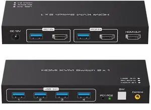 8K HDMI KVM Switch HDMI for 2 Computers Share 1 Monitor USB 3.0 Switches PC Support 8K@60Hz 4K@144Hz 4 USB Devices Such as Keyboard Mouse Printer with Desktop Wired Controller and 2 USB Cables 8K HDMI KVM Switch HDMI for 2 Computers Share 1 Monitor USB 3.0 Switches PC Support 8K@60Hz 4K@144Hz 4 USB Devices Such as Keyboard Mouse Printer with Desktop Wired Controller and 2 USB Cables