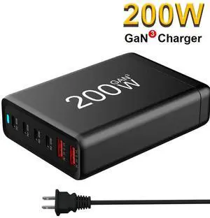 WRIARICH 6-Port USB Type C Charger, 200W Fast Desk Charger, QC3.0 PD3.0 Type C Charging Block Travel GaN Charger Adapter for iPhone Pro, Samsung, MacBook Pro/Air, iPad, Laptops, Dell XPS WRIARICH 6-Port USB Type C Charger, 200W Fast Desk Charger, QC3.0 PD3.0 Type C Charging Block Travel GaN Charger Adapter for iPhone Pro, Samsung, MacBook Pro/Air, iPad, Laptops, Dell XPS