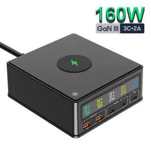 WRIARICH 160W GAN USB Charging Station, 5-Port Charging Hub for Multiple Devices, 65W PD3.0 Fast Charging Laptop Power Adapter for Mobile Phones, Tablets Smartphones, Home Office Use WRIARICH 160W GAN USB Charging Station, 5-Port Charging Hub for Multiple Devices, 65W PD3.0 Fast Charging Laptop Power Adapter for Mobile Phones, Tablets Smartphones, Home Office Use