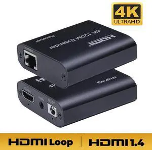WRIARICH 4K 394ft HDMI Extender Over Cat5e / Cat6 / Cat7 Ethernet Cable with Loop-Out, Audio WRIARICH 4K 394ft HDMI Extender Over Cat5e / Cat6 / Cat7 Ethernet Cable with Loop-Out, Audio