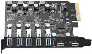 WRIARICH PCIE USB 3.2 Card 7 Ports(2X USB C - 5X USB 3.2), PCI Expree to USB Expansion Card Super Speed 10Gbps PCI-e USB3.2 Hub Controller Adapter for Windows 11/10/8/7/XP/Vista WRIARICH PCIE USB 3.2 Card 7 Ports(2X USB C - 5X USB 3.2), PCI Expree to USB Expansion Card Super Speed 10Gbps PCI-e USB3.2 Hub Controller Adapter for Windows 11/10/8/7/XP/Vista