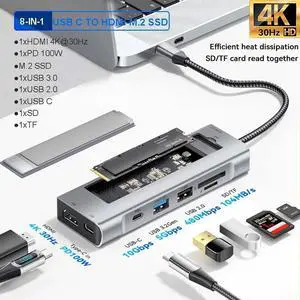 WRIARICH USB C Docking Station with M.2 NVMe/SATA SSD Card Reader, 8 in 1 USB C Hub with 4K HDMI, 10Gbps USB C, 100W PD, 10Gbps USB3.2 Ports,USB-A, SD/TF Card Reader for Type-C Laptops WRIARICH USB C Docking Station with M.2 NVMe/SATA SSD Card Reader, 8 in 1 USB C Hub with 4K HDMI, 10Gbps USB C, 100W PD, 10Gbps USB3.2 Ports,USB-A, SD/TF Card Reader for Type-C Laptops