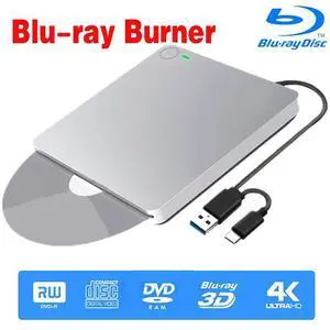 Blu Ray Burner Player Drive with One Touch Pop up, External USB3.0/Type-C Portable CD/DVD+/-RW Drive/DVD Blu Ray Player for Laptop CD ROM Burner for Laptop Desktop PC Windows Linux OS Apple Mac Blu Ray Burner Player Drive with One Touch Pop up, External USB3.0/Type-C Portable CD/DVD+/-RW Drive/DVD Blu Ray Player for Laptop CD ROM Burner for Laptop Desktop PC Windows Linux OS Apple Mac
