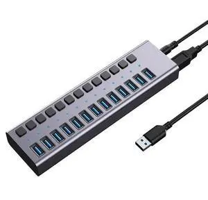 WRIARICH Powered USB Hub, 16 Port USB 3.0 Hub Splitter Portable Aluminum USB Data Hub Expander with Individual On/Off Switch and Universal 12V7.5A AC Adapter, 3.3ft USB 3.0 Cable (HS082-16U) WRIARICH Powered USB Hub, 16 Port USB 3.0 Hub Splitter Portable Aluminum USB Data Hub Expander with Individual On/Off Switch and Universal 12V7.5A AC Adapter, 3.3ft USB 3.0 Cable (HS082-16U)