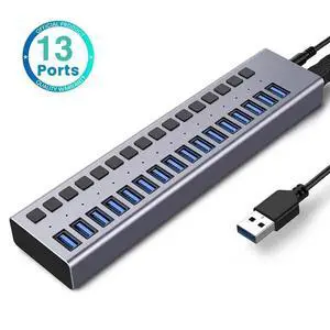 WRIARICH USB Hub 3.0, 16 Port USB Hub Splitter with Individual On/Off LED Switches, 5Gbps HighSpeed Data USB Extension for Laptop, iMac, USB Flash Drives, Mobile HDD, Printer, Camera and More WRIARICH USB Hub 3.0, 16 Port USB Hub Splitter with Individual On/Off LED Switches, 5Gbps HighSpeed Data USB Extension for Laptop, iMac, USB Flash Drives, Mobile HDD, Printer, Camera and More