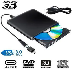 WRIARICH External Blu Ray DVD Drive 3D, USB 3.0 Typc C Portable Bluray DVD CD Optical Burner RW CD Row for MacBook OS Windows 7 8 10 PC iMac Laptop -Black WRIARICH External Blu Ray DVD Drive 3D, USB 3.0 Typc C Portable Bluray DVD CD Optical Burner RW CD Row for MacBook OS Windows 7 8 10 PC iMac Laptop -Black