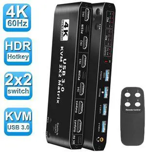 WRIARICH HDMI 2.0b Switch 4K 2X2 HDMI Matrix Switcher 2 Port Support 4K 60Hz HDCP 2.3 Ultra HD 3D For 2PC Share 2 Monitor and One Keyboard Mouse and two USB3.0 Port WRIARICH HDMI 2.0b Switch 4K 2X2 HDMI Matrix Switcher 2 Port Support 4K 60Hz HDCP 2.3 Ultra HD 3D For 2PC Share 2 Monitor and One Keyboard Mouse and two USB3.0 Port