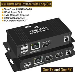 WRIARICH 4K 60Hz HDMI KVM USB Extender Over Cat5e/6 196ft/60M, 2 USB 2.0 Ports, Zero-Latency, Plug and Play, No Driver, Supports All Operating System, Keyboard and Mouse USB Over Ethernet WRIARICH 4K 60Hz HDMI KVM USB Extender Over Cat5e/6 196ft/60M, 2 USB 2.0 Ports, Zero-Latency, Plug and Play, No Driver, Supports All Operating System, Keyboard and Mouse USB Over Ethernet