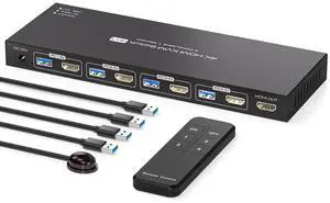 WRIARICH 4 Port HDMI 4x1 HDMI KVM Switcher Switch HDMI 2.0 4K@60Hz Supports 4 Ports USB 3.0 Devices Control up to 4 HDMI Port Device with Wired Controller WRIARICH 4 Port HDMI 4x1 HDMI KVM Switcher Switch HDMI 2.0 4K@60Hz Supports 4 Ports USB 3.0 Devices Control up to 4 HDMI Port Device with Wired Controller