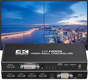 WRIARICH 4 Channel Video Wall Controller 2x2 HDMI DVI USB Video Processor with RS232 Control for 4 TV Processor Images Stitching Video Wall Processor WRIARICH 4 Channel Video Wall Controller 2x2 HDMI DVI USB Video Processor with RS232 Control for 4 TV Processor Images Stitching Video Wall Processor