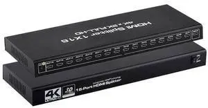 WRIARICH HDMI Splitter 1 in 16 Out 4K, 16 Port HDMI Splitter Powered Video Splitter 16 Outputs w/ AC Adapter, Duplicate/Mirror Screens for Fire Stick/Roku/DirecTV/Cable Box/Security Cameras WRIARICH HDMI Splitter 1 in 16 Out 4K, 16 Port HDMI Splitter Powered Video Splitter 16 Outputs w/ AC Adapter, Duplicate/Mirror Screens for Fire Stick/Roku/DirecTV/Cable Box/Security Cameras