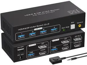WRIARICH 8K KVM Switch HDMI DisplayPort 2 Monitors 2 Computers Support 8K@60Hz KVM Switcher PC Display Share 2 Monitors and 4 USB 3.0 Support Copy and Extend Mode WRIARICH 8K KVM Switch HDMI DisplayPort 2 Monitors 2 Computers Support 8K@60Hz KVM Switcher PC Display Share 2 Monitors and 4 USB 3.0 Support Copy and Extend Mode