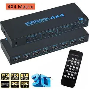 WRIARICH 4K HDMI Matrix Switch 4 X 4 ,4 in 4 Out Video Switcher Splitter with IR Remote Controller,Support 4K@30Hz 3D 10.2Gbps, HDMI 1.4, 1080P@60Hz, 3D, YUV 4:2:0 WRIARICH 4K HDMI Matrix Switch 4 X 4 ,4 in 4 Out Video Switcher Splitter with IR Remote Controller,Support 4K@30Hz 3D 10.2Gbps, HDMI 1.4, 1080P@60Hz, 3D, YUV 4:2:0