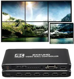 Video Wall Controller 2x3, Support 1080P@60Hz HDMI Output and Input for 6 TV Splicing Display & 14 Display Modes -1x1, 1x2, 1x3, 1x4, 1x5,1x6, 2x1, 2x2, 2x3, 3x1, 3x2, 4x1,5x1, 6x1 Video Wall Controller 2x3, Support 1080P@60Hz HDMI Output and Input for 6 TV Splicing Display & 14 Display Modes -1x1, 1x2, 1x3, 1x4, 1x5,1x6, 2x1, 2x2, 2x3, 3x1, 3x2, 4x1,5x1, 6x1