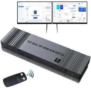 WRIARICH 8K HDMI DP KVM Switch 2 Monitors 2 Computers, 4K@120Hz KVM Switches for 2 Computers Sharing 2 Monitor Keyboard Mouse Hard Drives Printer, with 2USB Cable and Controller WRIARICH 8K HDMI DP KVM Switch 2 Monitors 2 Computers, 4K@120Hz KVM Switches for 2 Computers Sharing 2 Monitor Keyboard Mouse Hard Drives Printer, with 2USB Cable and Controller