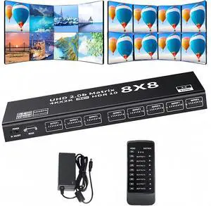 WRIARICH 8x8 HDMI Matrix, 4K@60Hz 8 in 8 Out HDMI Switch Splitter, HDMI Matrix Switch with IR Remote Control, Support HDMI2.0 RGB888/YUV444 RS232 Panel Key HDCP2.2 HDR10 3D etc WRIARICH 8x8 HDMI Matrix, 4K@60Hz 8 in 8 Out HDMI Switch Splitter, HDMI Matrix Switch with IR Remote Control, Support HDMI2.0 RGB888/YUV444 RS232 Panel Key HDCP2.2 HDR10 3D etc