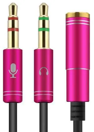 WRIARICH (2 Pack) 3.5mm 4 Pin Female to 2x3.5mm 3 Pin Male Headphone Converter Head Audio Splitter Y Adapter Cable, 0.3M 1FT (Rose Pink) WRIARICH (2 Pack) 3.5mm 4 Pin Female to 2x3.5mm 3 Pin Male Headphone Converter Head Audio Splitter Y Adapter Cable, 0.3M 1FT (Rose Pink)