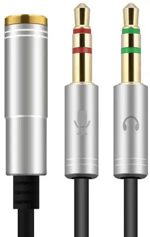 WRIARICH (2 Pack) 3.5mm Jack Adapter CTIA - Y Splitter Audio Cable with Separate Microphone and Headphone Connector Compatible for PC, PS4 Gaming Headset- 1Ft/30cm, (Gray) WRIARICH (2 Pack) 3.5mm Jack Adapter CTIA - Y Splitter Audio Cable with Separate Microphone and Headphone Connector Compatible for PC, PS4 Gaming Headset- 1Ft/30cm, (Gray)