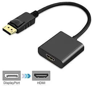 WRIARICH DisplayPort to HDMI, Display Port to HDMI Adapter 1080P Gold Plated (Male to Female) for DisplayPort Enabled Desktops and Laptops to HDMI Converter Connect Displays, Black WRIARICH DisplayPort to HDMI, Display Port to HDMI Adapter 1080P Gold Plated (Male to Female) for DisplayPort Enabled Desktops and Laptops to HDMI Converter Connect Displays, Black