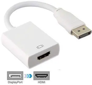 WRIARICH DisplayPort to HDMI, Display Port to HDMI Adapter 1080P Gold Plated (Male to Female) for DisplayPort Enabled Desktops and Laptops to HDMI Converter Connect Displays, White WRIARICH DisplayPort to HDMI, Display Port to HDMI Adapter 1080P Gold Plated (Male to Female) for DisplayPort Enabled Desktops and Laptops to HDMI Converter Connect Displays, White