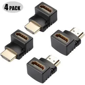 4PCS HDMI Right Angle Connectors Adapters 2X 90 Degree connectors and Two 2X 270 Degree Connectors for HDTV HDCP 3D&4K (4X HDMI M/F Angle Adapter) 4PCS HDMI Right Angle Connectors Adapters 2X 90 Degree connectors and Two 2X 270 Degree Connectors for HDTV HDCP 3D&4K (4X HDMI M/F Angle Adapter)