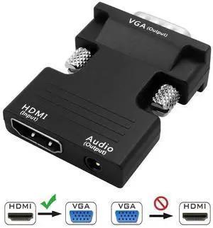 WRIARICH Active 1080P Female HDMI to VGA Male Converter Adapter Dongle with 3.5mm Stereo Audio Portable HDMI Connector for Laptop PC PS3 Xbox STB Blu-ray DVD TV Stick WRIARICH Active 1080P Female HDMI to VGA Male Converter Adapter Dongle with 3.5mm Stereo Audio Portable HDMI Connector for Laptop PC PS3 Xbox STB Blu-ray DVD TV Stick