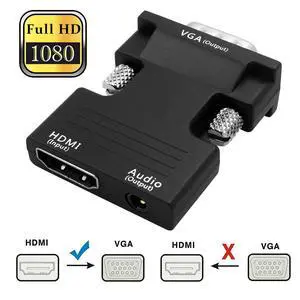 WRIARICH Female HDMI to VGA Male Converter Adapter 1080P Stereo Audio for TVs, Speakers, Computers, Laptops, Gaming Consoles, Notebooks, Blu-ray DVD Players & More(Black) WRIARICH Female HDMI to VGA Male Converter Adapter 1080P Stereo Audio for TVs, Speakers, Computers, Laptops, Gaming Consoles, Notebooks, Blu-ray DVD Players & More(Black)