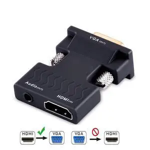 WRIARICH Gold-plated Female HDMI to VGA Male Converter Adapter 1080P Stereo Audio for TVs, Speakers, Computers, Laptops, Gaming Consoles, Notebooks, Blu-ray DVD Players & More(Black) WRIARICH Gold-plated Female HDMI to VGA Male Converter Adapter 1080P Stereo Audio for TVs, Speakers, Computers, Laptops, Gaming Consoles, Notebooks, Blu-ray DVD Players & More(Black)
