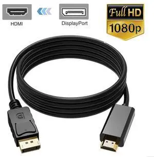 DisplayPort to HDMI Cable 6FT,DisplayPort to HDMI Cable 6ft - 1080P Black DP to HDMI Adapter Cable for Your 4K HDMI Monitor / TV (DP2HDMI1080P) DisplayPort to HDMI Cable 6FT,DisplayPort to HDMI Cable 6ft - 1080P Black DP to HDMI Adapter Cable for Your 4K HDMI Monitor / TV (DP2HDMI1080P)