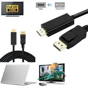 WRIARICH DisplayPort to HDMI Cable 6FT, 1080P DP to HDMI Male to Male Video Cable FHD DP to HDTV Video Unidirectional Cord for Monitor, Projector, Desktop, AMD, NVIDIA, Lenovo, HP WRIARICH DisplayPort to HDMI Cable 6FT, 1080P DP to HDMI Male to Male Video Cable FHD DP to HDTV Video Unidirectional Cord for Monitor, Projector, Desktop, AMD, NVIDIA, Lenovo, HP