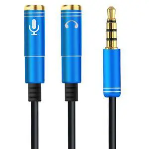 WRIARICH (2-PACK)3.5mm Jack Y Splitter Male to 2 Female Ports with Mic Headphone Extension Audio Cable AUX Cord for Speaker Phone-Blue WRIARICH (2-PACK)3.5mm Jack Y Splitter Male to 2 Female Ports with Mic Headphone Extension Audio Cable AUX Cord for Speaker Phone-Blue