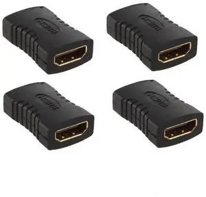 WRIARICH HDMI Female to Female Coupler Adapter (4 Pack), 29 x 22mm, Black WRIARICH HDMI Female to Female Coupler Adapter (4 Pack), 29 x 22mm, Black