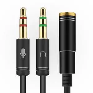 WRIARICH (2 Pack) 3.5mm 4 Pin Female to 2x3.5mm 3 Pin Male Headphone Converter Head Audio Splitter Y Adapter Cable, 0.3M 1FT (Black) WRIARICH (2 Pack) 3.5mm 4 Pin Female to 2x3.5mm 3 Pin Male Headphone Converter Head Audio Splitter Y Adapter Cable, 0.3M 1FT (Black)