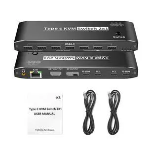 WRIARICH 2 Ports Type C KVM Switch for 1 Monitors 2 Computers, 8K@60Hz USB C Type-C KVM Switches 2 in 1 Out with 7 USB 2.0 Ports for 2 Computers Sharing Monitor Keyboard Mouse Hard Drives Printer WRIARICH 2 Ports Type C KVM Switch for 1 Monitors 2 Computers, 8K@60Hz USB C Type-C KVM Switches 2 in 1 Out with 7 USB 2.0 Ports for 2 Computers Sharing Monitor Keyboard Mouse Hard Drives Printer