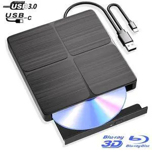 External Blu Ray Drive-Portable Blu Ray DVD Player, Read and Write BD/DVD/CD, USB 3.0 Type C Blu Ray Player External CD DVD Drive, Portable DVD Player for Laptop Desktop PC Windows ,Linux,MacOS External Blu Ray Drive-Portable Blu Ray DVD Player, Read and Write BD/DVD/CD, USB 3.0 Type C Blu Ray Player External CD DVD Drive, Portable DVD Player for Laptop Desktop PC Windows ,Linux,MacOS