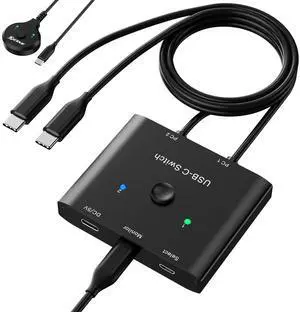 USB C Switch,Bi-Directional USB C Switcher 2 Computers, USB Type C KVM Switch 8K@60Hz 4K@120Hz Video/10Gbps Data Transfer/100W Charging, Compatible with Thunderbolt Device,USB-C Cables Included USB C Switch,Bi-Directional USB C Switcher 2 Computers, USB Type C KVM Switch 8K@60Hz 4K@120Hz Video/10Gbps Data Transfer/100W Charging, Compatible with Thunderbolt Device,USB-C Cables Included