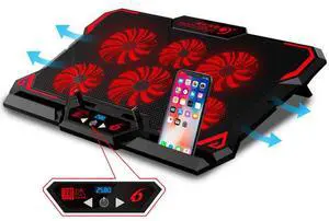WRIARICH Gaming Laptop Cooler Notebook Cooling Pad 6 Silent Red LED Fans Powerful Air Flow Portable Adjustable Laptop Stand 2600RPM Laptop Cooling Pad WRIARICH Gaming Laptop Cooler Notebook Cooling Pad 6 Silent Red LED Fans Powerful Air Flow Portable Adjustable Laptop Stand 2600RPM Laptop Cooling Pad