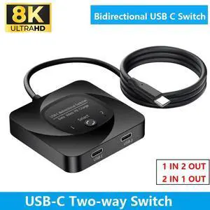 WRIARICH USB C Switch, 8K@60Hz USB C Switch Bi-Directional 2 in 1 Out or 1 in 2 Out,Type C Switch Selector with Power Indicator for PCs, Support USB 3.1 Gen 2 10Gbps Data Transmission, 100W Charging WRIARICH USB C Switch, 8K@60Hz USB C Switch Bi-Directional 2 in 1 Out or 1 in 2 Out,Type C Switch Selector with Power Indicator for PCs, Support USB 3.1 Gen 2 10Gbps Data Transmission, 100W Charging