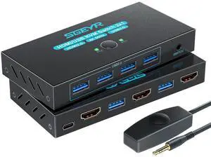WRIARICH HDMI 2.0 KVM Switch 1 Monitors 2 Computers, with 4 USB 3.0 Switch, 4K@60Hz 2 Port HDMI KVM Switches 2 in 1 Out, Support Wired Remote and Button Switch, Sharing Keyboard & Mouse, Plug and Play WRIARICH HDMI 2.0 KVM Switch 1 Monitors 2 Computers, with 4 USB 3.0 Switch, 4K@60Hz 2 Port HDMI KVM Switches 2 in 1 Out, Support Wired Remote and Button Switch, Sharing Keyboard & Mouse, Plug and Play
