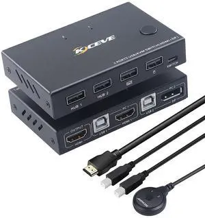 WRIARICH 2 Ports Displayport HDMI KVM Switch Box, Displayport and HDMI KVM Switcher for 2 Computers Sharing One HD Monitor and 4 USB Devices Keyboard Mouse Printer, with DP to HDMI Adapter Function WRIARICH 2 Ports Displayport HDMI KVM Switch Box, Displayport and HDMI KVM Switcher for 2 Computers Sharing One HD Monitor and 4 USB Devices Keyboard Mouse Printer, with DP to HDMI Adapter Function