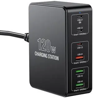 120W USB C Charging Station, Multiport USB Charging Station, Multi USB Charger Station, 6 Ports USB Charging Station for Multiple Devices, USB Charging Hub Compatible with MacBook, Laptop, Smartphones 120W USB C Charging Station, Multiport USB Charging Station, Multi USB Charger Station, 6 Ports USB Charging Station for Multiple Devices, USB Charging Hub Compatible with MacBook, Laptop, Smartphones