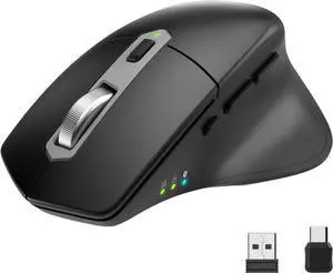 Multi-Device Wireless Bluetooth Mouse with Nano USB-A, USB-C Receiver Ergonomic Right Hand Silent Clicking Rechargeable Mouse for Computer Desktop PC Laptop Mac iPad and Windows 11/10 iPad OS Multi-Device Wireless Bluetooth Mouse with Nano USB-A, USB-C Receiver Ergonomic Right Hand Silent Clicking Rechargeable Mouse for Computer Desktop PC Laptop Mac iPad and Windows 11/10 iPad OS