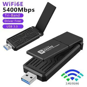WiFi 6E Wireless Adapter, USB 3.0 WiFi Adapter for PC, AX5400M 802.11AX, Tri-Band 6GHz/5GHz/2.4GHz, WPA3, Wireless USB WiFi Dongle Network Adapter for PC Laptop, Only Compatible with Windows 11/10 WiFi 6E Wireless Adapter, USB 3.0 WiFi Adapter for PC, AX5400M 802.11AX, Tri-Band 6GHz/5GHz/2.4GHz, WPA3, Wireless USB WiFi Dongle Network Adapter for PC Laptop, Only Compatible with Windows 11/10