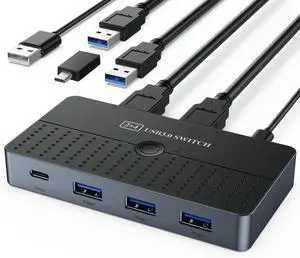WRIARICH USB 3.0 Switch 2 in 4 Out for 2 Computers Sharing USB C & A Devices, USB Switcher for PC Mouse Keyboard Printer Scanner, USB 3.0 KVM Switch Selector Compatible with Windows, Mac, Linux WRIARICH USB 3.0 Switch 2 in 4 Out for 2 Computers Sharing USB C & A Devices, USB Switcher for PC Mouse Keyboard Printer Scanner, USB 3.0 KVM Switch Selector Compatible with Windows, Mac, Linux