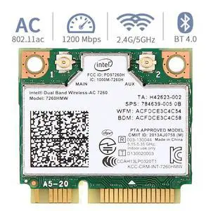 Mini pcie WiFi Card Dual Band Wireless AC 7260 PCI Express Card 802.11ac 2x2 Wi-Fi 7260hmw Bluetooth 4.0 PCIe Half WiFi Card 802.11 b/a/g/n/ac for Laptop Window 7 8 8.1 10 Linux 2.4.x/2.6.x or Later Mini pcie WiFi Card Dual Band Wireless AC 7260 PCI Express Card 802.11ac 2x2 Wi-Fi 7260hmw Bluetooth 4.0 PCIe Half WiFi Card 802.11 b/a/g/n/ac for Laptop Window 7 8 8.1 10 Linux 2.4.x/2.6.x or Later