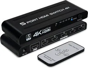 WRIARICH HDMI Switch 5 in 1 Out, 5 Port HDMI Switcher Selector Box with IR Remote Control & Auto Switch, Support 4K @30Hz, HDR, HDCP, 3D, 1080P for HDTV PS3 PS4 Xbox Projector Blu-ray Player (Black) WRIARICH HDMI Switch 5 in 1 Out, 5 Port HDMI Switcher Selector Box with IR Remote Control & Auto Switch, Support 4K @30Hz, HDR, HDCP, 3D, 1080P for HDTV PS3 PS4 Xbox Projector Blu-ray Player (Black)