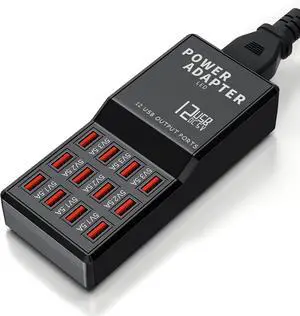 WRIARICH Multi Port USB Charging Station, 60W 12 Ports USB Charging Station, USB Fast Charging 12 Ports for Multiple Devices Cell Phones Tablets Smartwatches Headphones Speakers (Black) WRIARICH Multi Port USB Charging Station, 60W 12 Ports USB Charging Station, USB Fast Charging 12 Ports for Multiple Devices Cell Phones Tablets Smartwatches Headphones Speakers (Black)