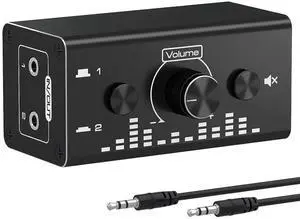 WRIARICH 3.5mm Jack Audio Switch, 2 In 1 Out / 1 In 2 Out Audio Switcher Audio Selector with 3.5mm Audio Cable and Volume Control for PC Phone Laptop Headphone WRIARICH 3.5mm Jack Audio Switch, 2 In 1 Out / 1 In 2 Out Audio Switcher Audio Selector with 3.5mm Audio Cable and Volume Control for PC Phone Laptop Headphone