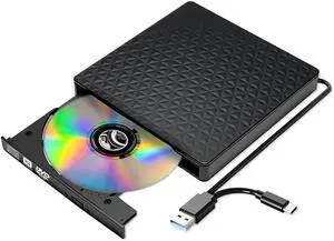External CD DVD Drive, Ultra-Slim CD ROM Burner Reader Writer Drive Portable DVD Player, USB 3.0 and Type-C Optical DVD Drive Compatible with Laptop Desktop PC Windows XP/7/8/10/11 Linux Mac OS External CD DVD Drive, Ultra-Slim CD ROM Burner Reader Writer Drive Portable DVD Player, USB 3.0 and Type-C Optical DVD Drive Compatible with Laptop Desktop PC Windows XP/7/8/10/11 Linux Mac OS