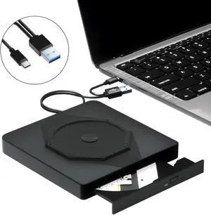 External CD DVD Drive, USB 3.0 & Type-C Portable CD DVD Burner, +/-RW CD ROM External CD/DVD Drive for Laptop, CD Player for Laptop Compatible with Laptops, Desktop PC, Windows, Linux, Mac OS External CD DVD Drive, USB 3.0 & Type-C Portable CD DVD Burner, +/-RW CD ROM External CD/DVD Drive for Laptop, CD Player for Laptop Compatible with Laptops, Desktop PC, Windows, Linux, Mac OS